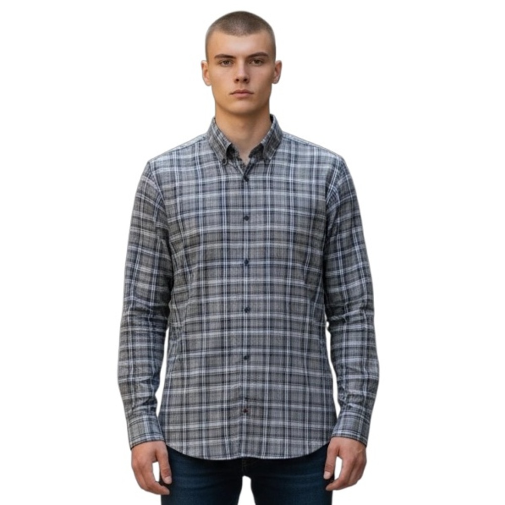 Michael Kors Men’s Button Down Plaid Long Sleeves Shirt 16 ½, 32/33 Slim Fit